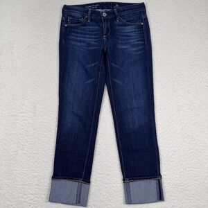 AG Adriano Goldschmied Jeans 24P Stevie Cuff Petite Slim Straight Dark Wash Blue